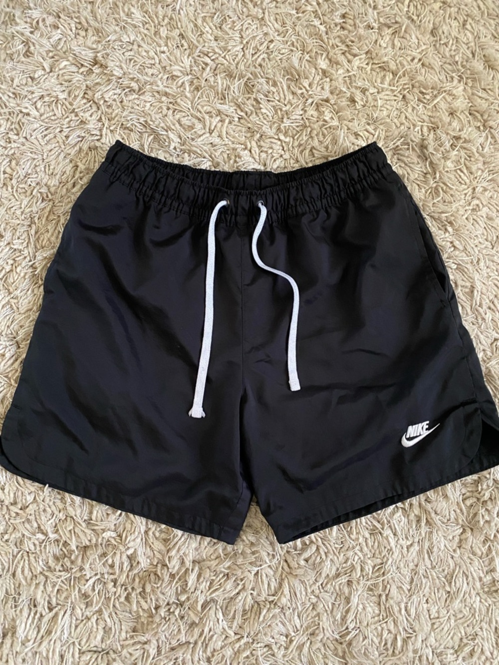 Nike Black Men’s Athletic Shorts with White Drawstring